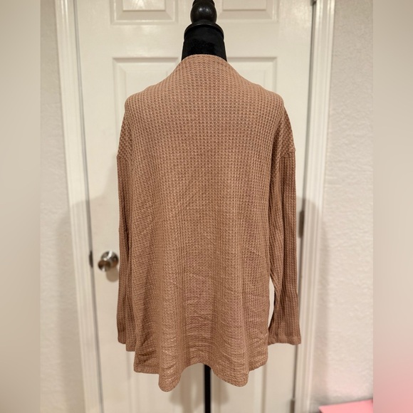 Shein 2-Piece Waffle Knit Lounge Set - Cardigan & Crop Top, Taupe Size Medium - Picture 5 of 5